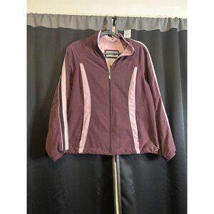 Green Tea Polyester Zip Up Jacket (Womens-Medium) (Plum/Pink)